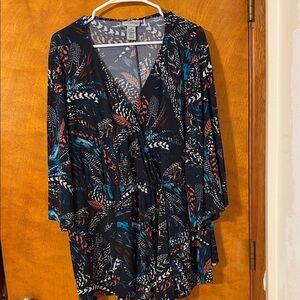 Catherines Multicolor Leaf Print Blouse